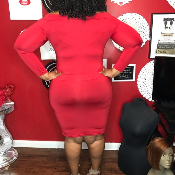 Red off the shoulder Dress with pockets Sz 2x - Picture 2 of 3